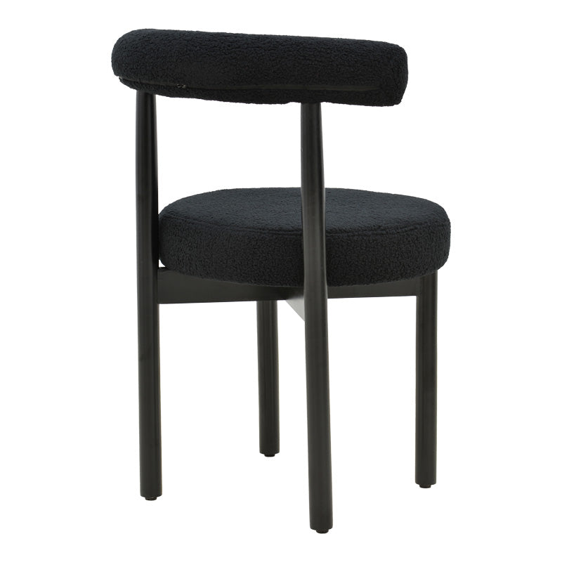 Scaun Comfortabil Fenza, tesatura Teddy Bej, Picioare Lemn, Fag Nuc, 60x54x75 cm - Negru