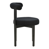 Scaun Comfortabil Fenza, tesatura Teddy Bej, Picioare Lemn, Fag Nuc, 60x54x75 cm - Negru