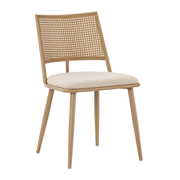 Scaun Giulia rattan textil, Bej - Gri inchis, 49x52x80 cm