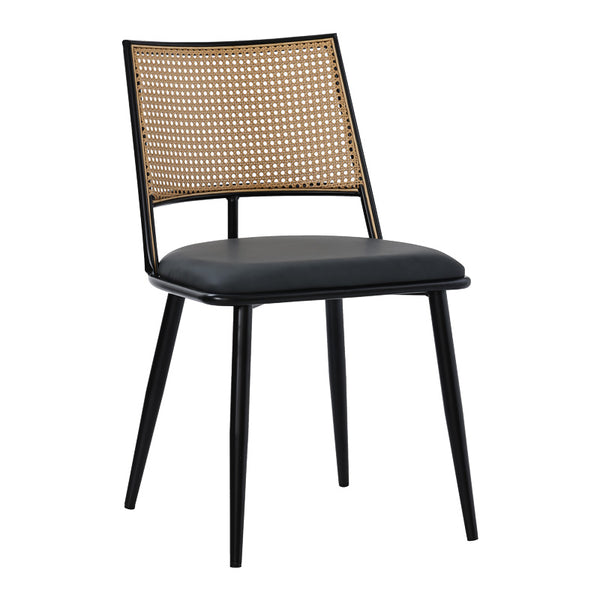 Scaun Giulia rattan textil, Bej - Gri inchis, 49x52x80 cm
