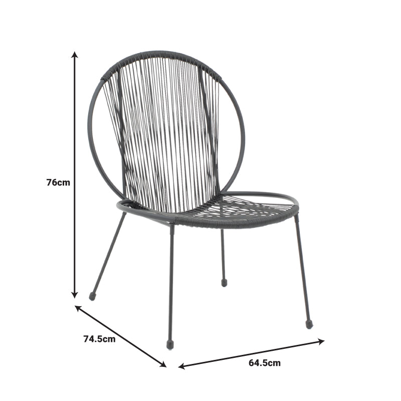 Scaun gradina Dapper negru metal-pe negru, 64x74x76 cm, foto produs 8