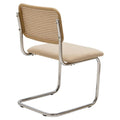 Scaun Lusy pe baza din material, bej-crom, 50x55x82 cm, imagine suplimentara