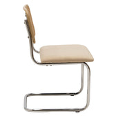 Scaun Lusy pe baza din material, bej-crom, 50x55x82 cm, detaliu produs
