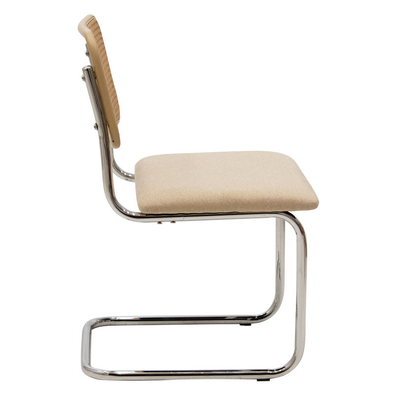 Scaun Lusy pe baza din material, bej-crom, 50x55x82 cm, detaliu produs