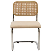 Scaun Lusy pe baza din material, bej-crom, 50x55x82 cm, perspectiva suplimentara