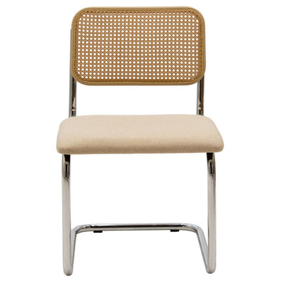 Scaun Lusy pe baza din material, bej-crom, 50x55x82 cm, perspectiva suplimentara