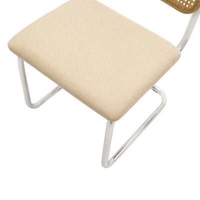 Scaun Lusy pe baza din material, bej-crom, 50x55x82 cm, foto produs