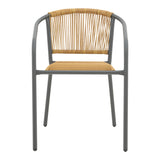 Scaun metalic stivuibil Lindaria Gri inchis si rattan PE Natural, 54x63x74 cm