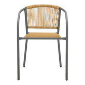 Scaun metalic stivuibil Lindaria Gri inchis si rattan PE Natural, 54x63x74 cm, perspectiva suplimentara