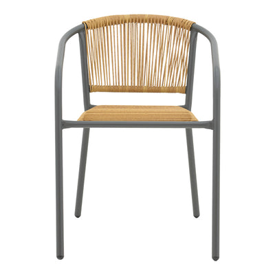 Scaun metalic stivuibil Lindaria Gri inchis si rattan PE Natural, 54x63x74 cm, perspectiva suplimentara