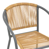 Scaun metalic stivuibil Lindaria Gri inchis si rattan PE Natural, 54x63x74 cm