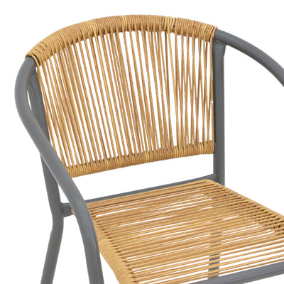 Scaun metalic stivuibil Lindaria Gri inchis si rattan PE Natural, 54x63x74 cm, foto produs 6