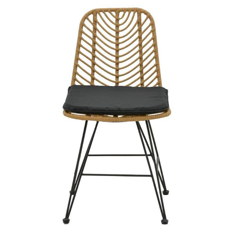 Scaun Naoki cu perna, Negru - Natural, 44x58x82 cm