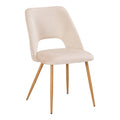 Scaun Nelda, Catifea, Bej, picioare metalice cu finisaj natural, 44x58x82 cm