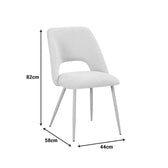 Scaun Nelda, Catifea, Crem, picioare metalice crem, 44x58x82 cm, imagine produs 5