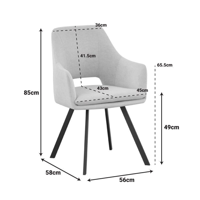 Scaun Nordo armchair, 56x58x85 cm - Negru-Gri