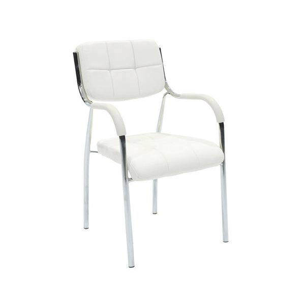 Scaun oaspete superposable Otlen pu-crom 47x45x87 cm, Alb - Negru, 45x47 cm