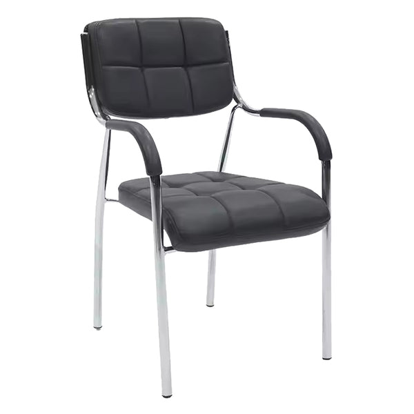 Scaun oaspete superposable Otlen pu-crom 47x45x87 cm, Alb - Negru, 45x47 cm