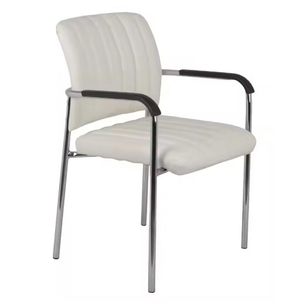 Scaun oaspeti stivuibil Cazen picior pu-crom, alb, 55x49x84 cm