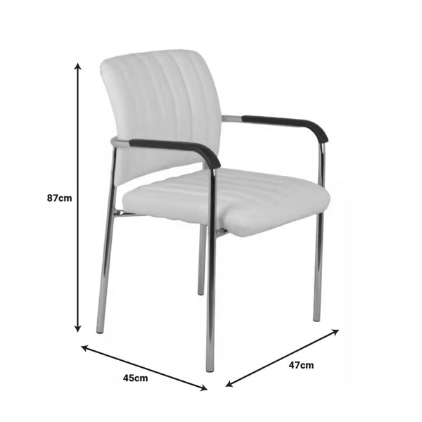 Scaun oaspeti stivuibil Cazen picior pu-crom, alb, 55x49x84 cm