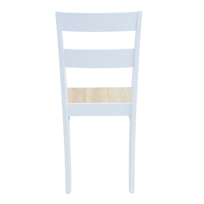 Scaun pentru sufragerie York, alb-Natural, lemn/piele eco, 39x47x89 cm, foto produs