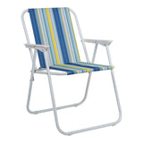 Scaun camping de plajă Jette, cu dungi roz alb, 53x56x73 cm - Albastru