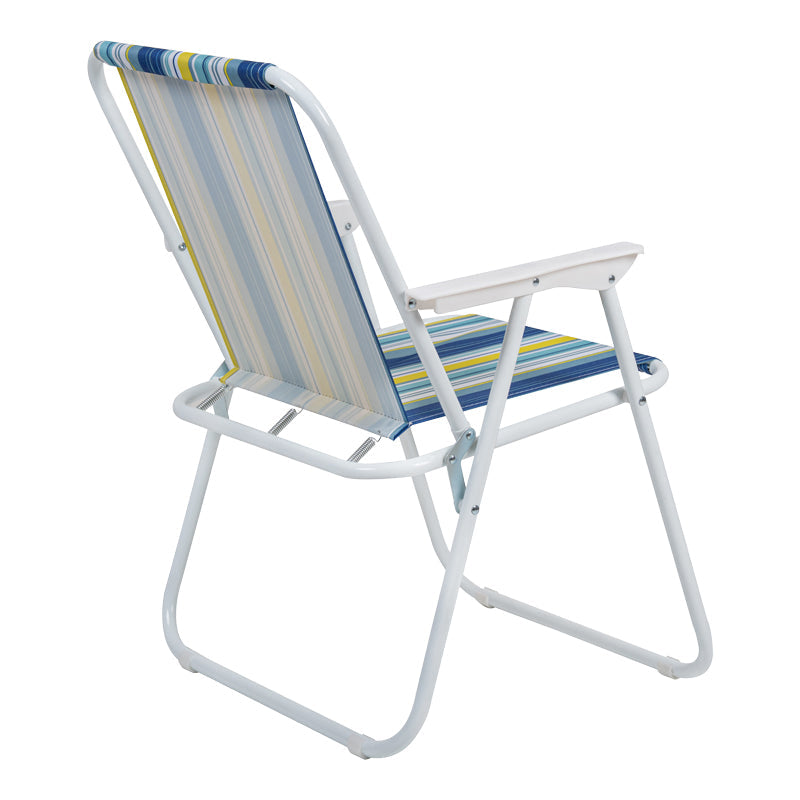 Scaun camping de plajă Jette, cu dungi roz alb, 53x56x73 cm - Albastru