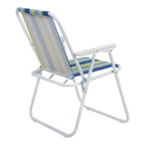 Scaun camping de plajă Jette, cu dungi roz alb, 53x56x73 cm - Albastru