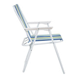 Scaun camping de plajă Jette, cu dungi roz alb, 53x56x73 cm - Albastru