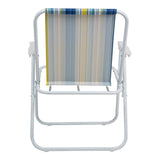 Scaun camping de plajă Jette, cu dungi roz alb, 53x56x73 cm - Albastru
