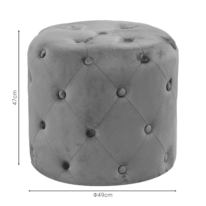 Taburet Seval, catifea, D49x47 cm - Gri