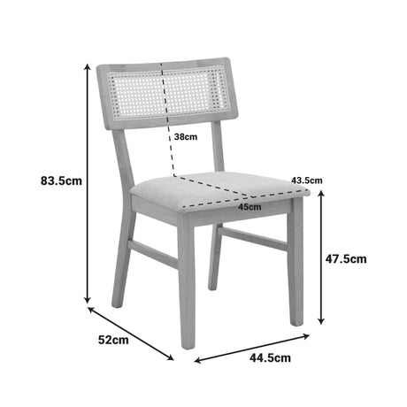 Scaun Raffles, Rubberwood cu rattan și gri-bej, 47x48x83 cm