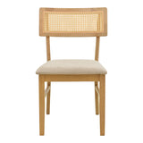 Scaun Raffles, Rubberwood cu rattan și gri-bej, 47x48x83 cm