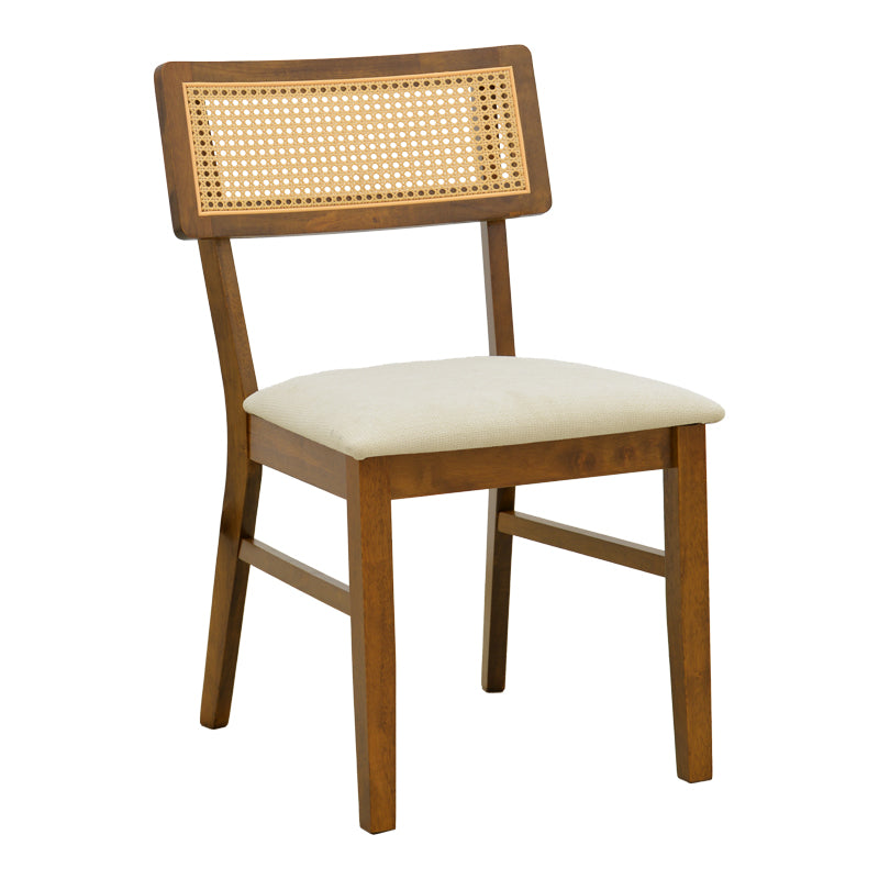 Scaun Raffles, Rubberwood cu rattan și gri-bej, 47x48x83 cm - Nuc-Crem