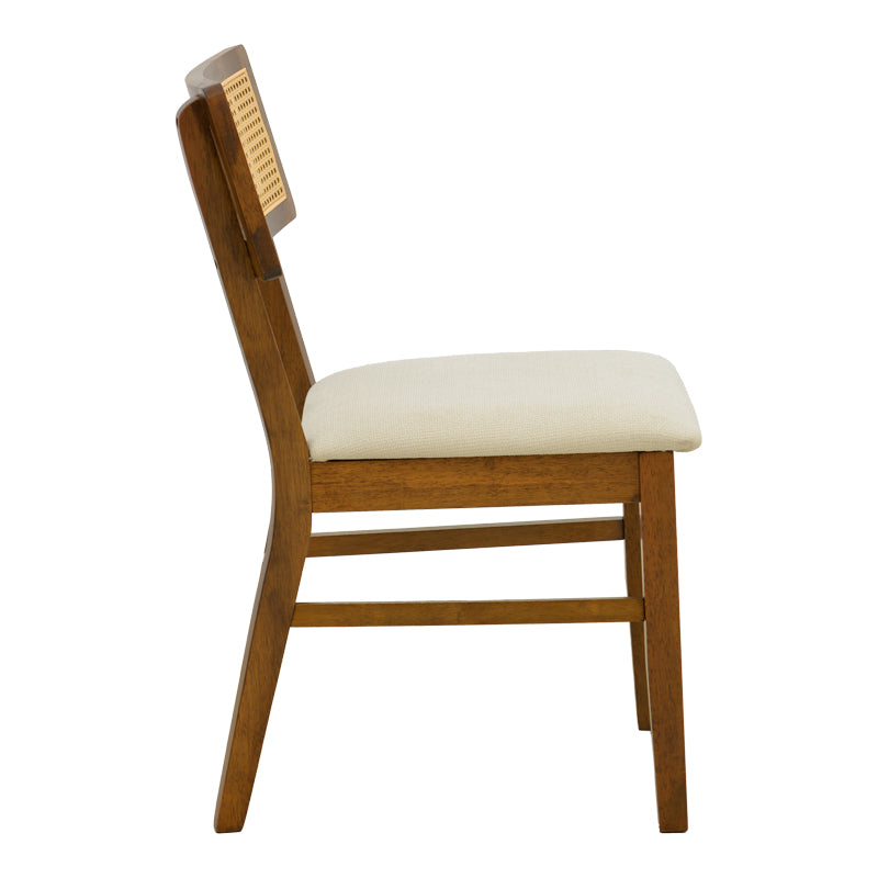 Scaun Raffles, Rubberwood cu rattan și gri-bej, 47x48x83 cm - Nuc-Crem