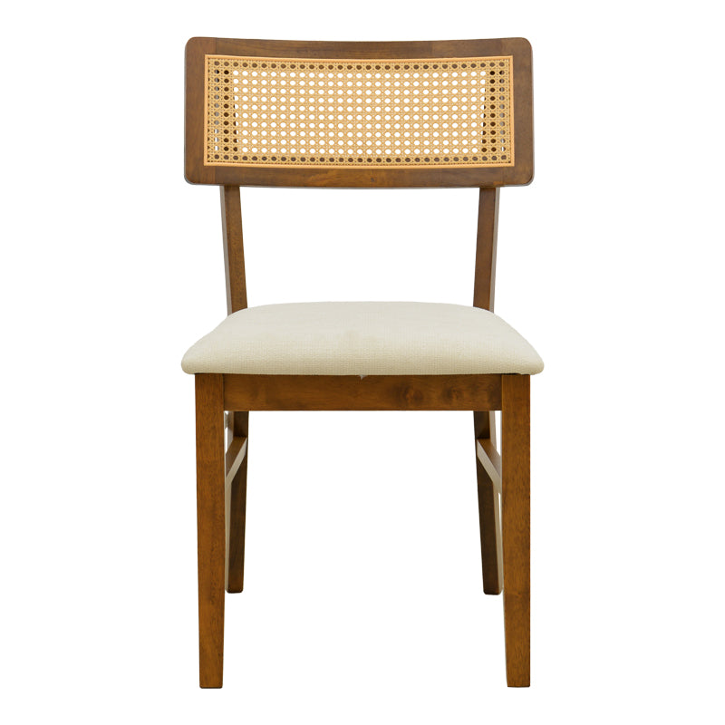Scaun Raffles, Rubberwood cu rattan și gri-bej, 47x48x83 cm - Nuc-Crem