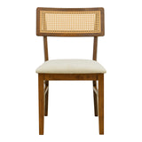 Scaun Raffles, Rubberwood cu rattan și gri-bej, 47x48x83 cm - Nuc-Crem