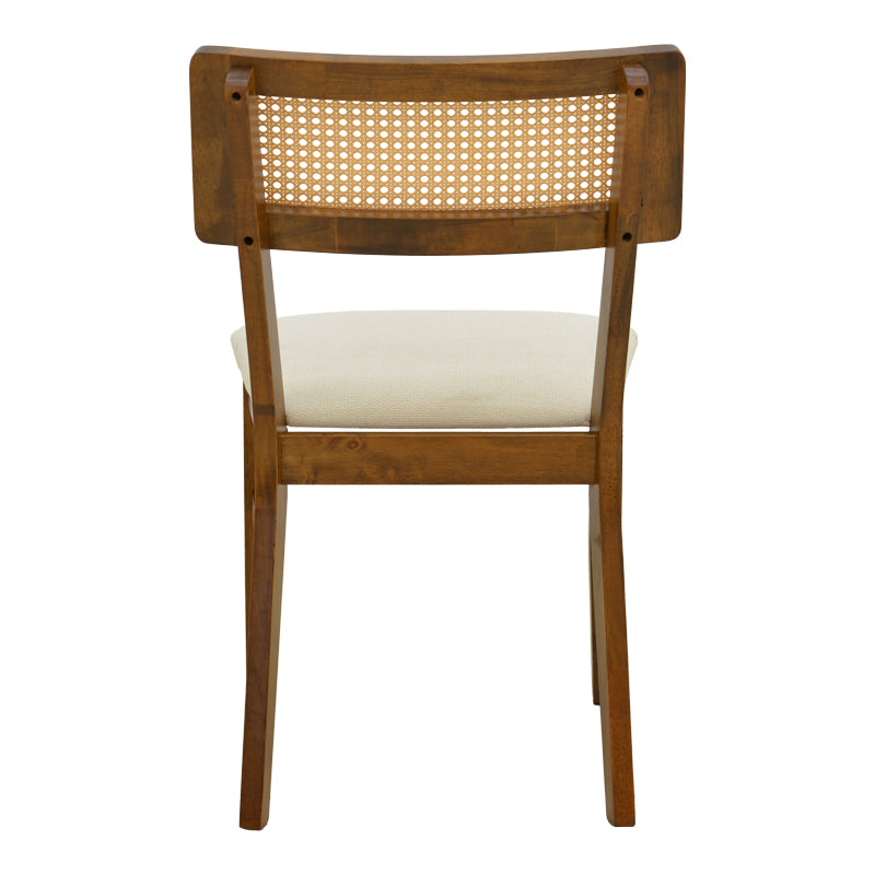 Scaun Raffles, Rubberwood cu rattan și gri-bej, 47x48x83 cm - Nuc-Crem