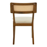 Scaun Raffles, Rubberwood cu rattan și gri-bej, 47x48x83 cm - Nuc-Crem
