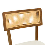 Scaun Raffles, Rubberwood cu rattan și gri-bej, 47x48x83 cm - Nuc-Crem