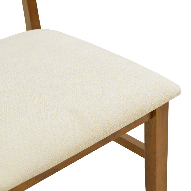 Scaun Raffles, Rubberwood cu rattan și gri-bej, 47x48x83 cm - Nuc-Crem