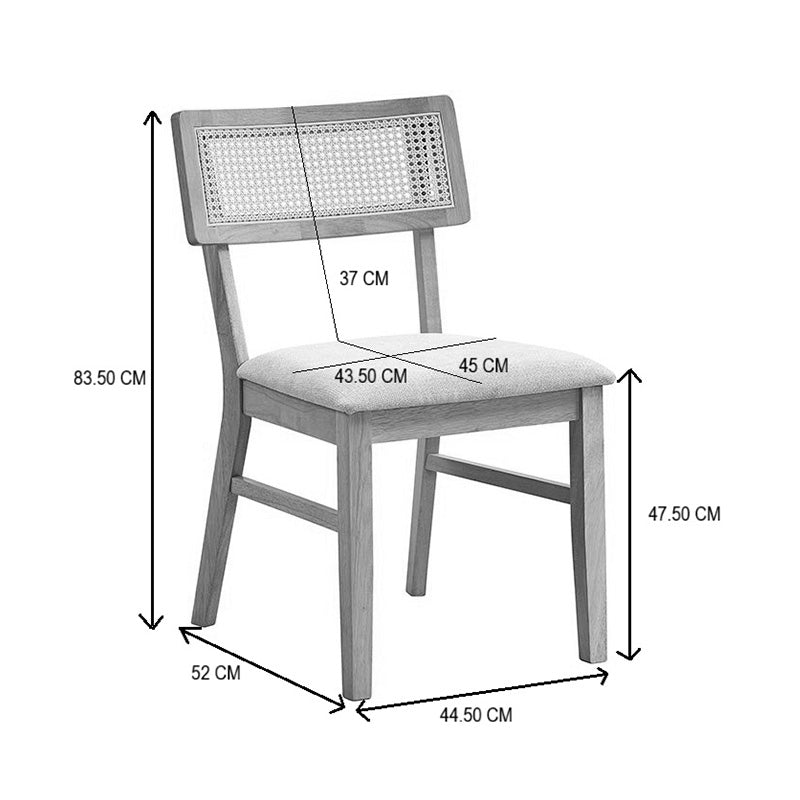 Scaun Raffles, Rubberwood cu rattan și gri-bej, 47x48x83 cm - Nuc-Crem