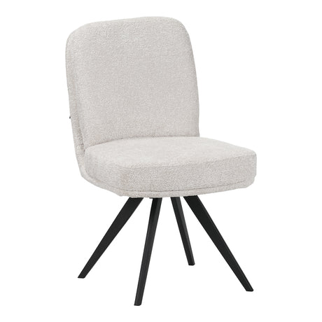 Scaun rotativ cu funcție ajustabilă, Stil Modern, Material stofă boucle albă, Picioare metalice, negre, 66x50x90 cm