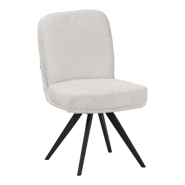 Scaun rotativ cu funcție ajustabilă, Stil Modern, Material stofă boucle albă, Picioare metalice, negre, 66x50x90 cm