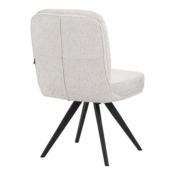 Scaun rotativ cu funcție ajustabilă, Stil Modern, Material stofă boucle albă, Picioare metalice, negre, 66x50x90 cm