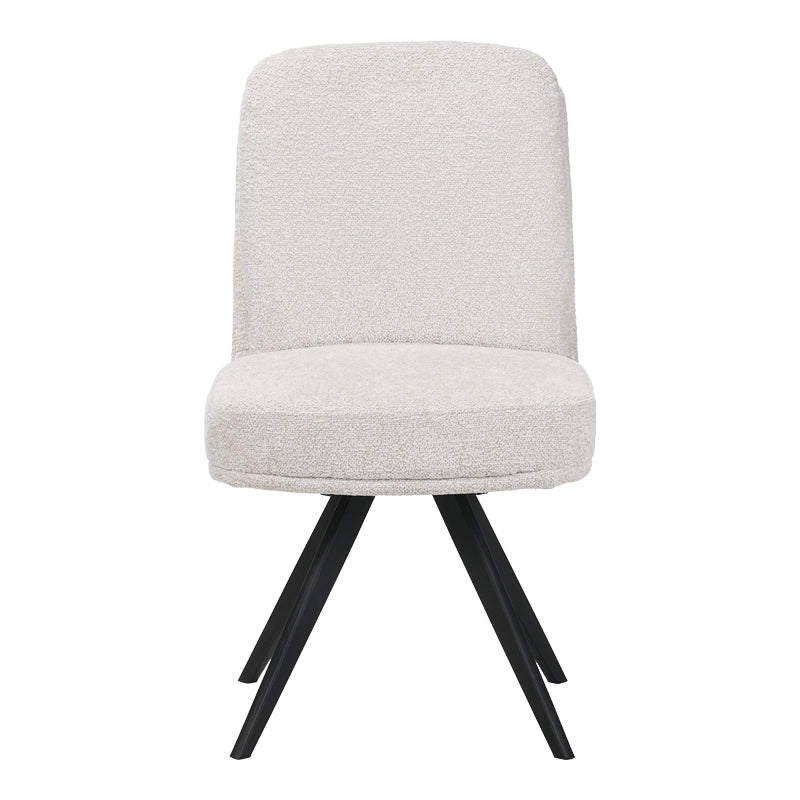 Scaun rotativ cu funcție ajustabilă, Stil Modern, Material stofă boucle albă, Picioare metalice, negre, 66x50x90 cm