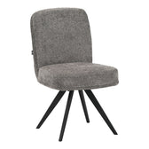 Scaun rotativ cu funcție de pivotare, modern, material textil boucle gri, picioare metalice negre, 65.5x50x90 cm.