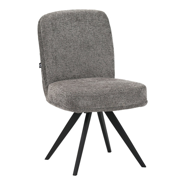 Scaun rotativ cu funcție de pivotare, modern, material textil boucle gri, picioare metalice, negre, 66x50x90 cm