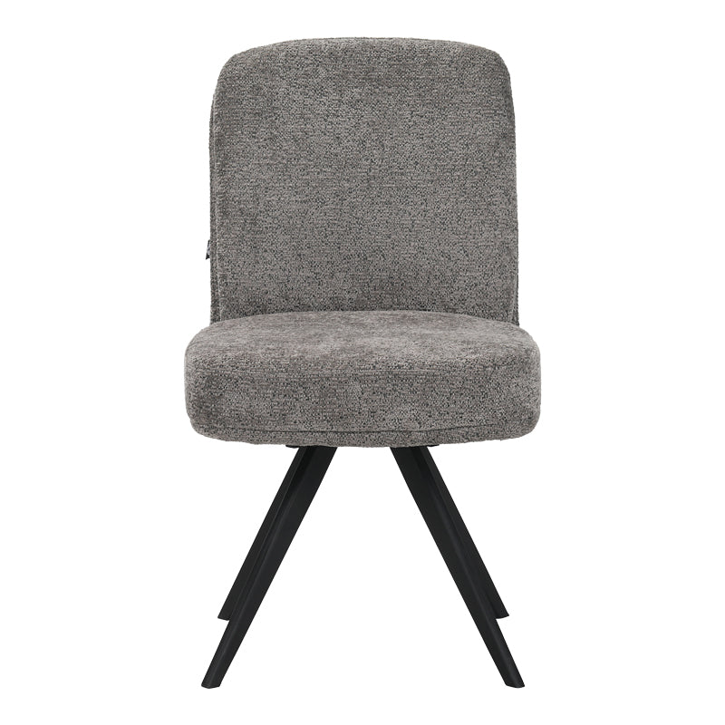 Scaun rotativ cu funcție de pivotare, modern, material textil boucle gri, picioare metalice, negre, 66x50x90 cm