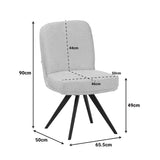 Scaun rotativ cu funcție de pivotare, modern, material textil boucle gri, picioare metalice, negre, 66x50x90 cm